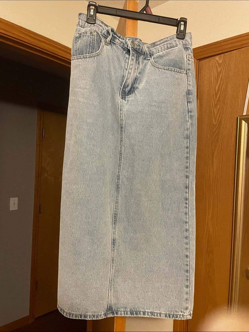 Long denim skirt